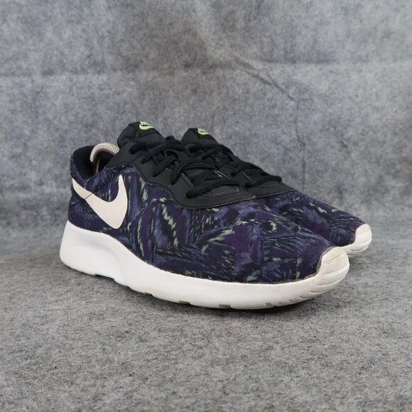 Nike Shoes Womens 8.5 Sneakers Tanjun Print Athletic Trainer Casual Running Blue - Picture 1 of 12